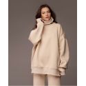 Bazilika Fleece Cotton Oversize Turtleneck Sweatshirt