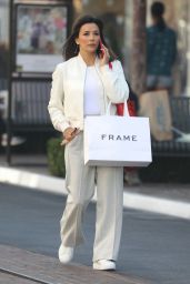 Eva Longoria in a Bright White Pantsuit at The Grove in LA 11/29/2021