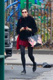 Famke Janssen in a Red Mini Skirt - Manhattan’s Downtown Area 12/15/2021