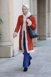 Jaime King Wears a Red Shearling-Lined Coat - Beverly Hills 12/21/2021