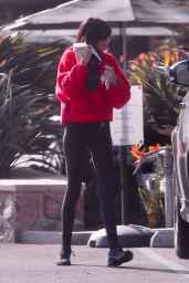 Kaia Gerber in a Colorful Sweater and Black Leggings - Malibu 11/30/2021