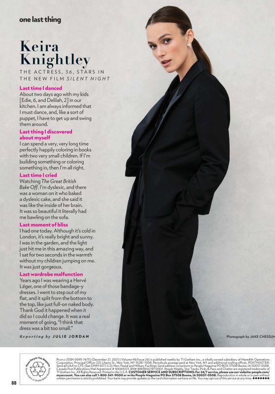 Keira Knightley - People Magazine 12/27/2021 Issue