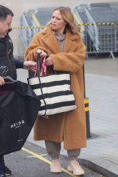 Kimberley Walsh Wearing Long Brown Warm Coat - London 12/08/2021