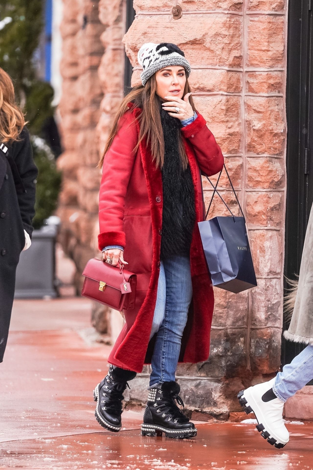 Kyle Richards in a Red Winter Coat - Aspen 12/27/2021 • CelebMafia