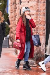 Kyle Richards in a Red Winter Coat - Aspen 12/27/2021