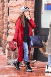 Kyle Richards in a Red Winter Coat - Aspen 12/27/2021