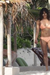 Michelle Rodriguez in a Peach Coloured Bikini - Mexico 12/21/2021