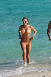 Sylvie Meis in an Orange Bikini at the Beach in Miami 12/07/2021