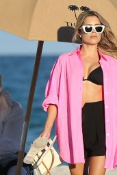 Sylvie Meis Wearing a Bikini Top and Pink Shirt - Miami Beach 12/01/2021