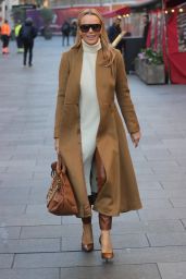 Amanda Holden Wears Soft Brown Leather Trousers and Cream Top - London 01/18/2022