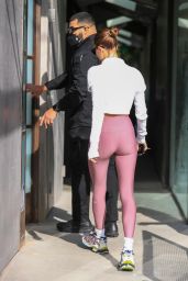 Hailey Rhode Bieber at Boutique studio Forma Pilates in West Hollywood 01/14/2022