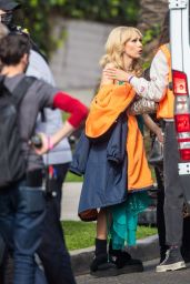 Juno Temple in Sequin Dress - "The Offer" Set in Los Angeles 01/03/2022