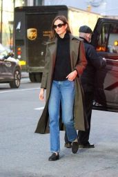 Karlie Kloss in a Trench Coat and Denim - NYC 01/20/2022