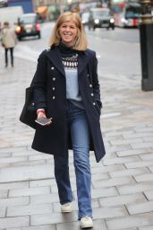 Kate Garraway in Denim Trousers and Patterned Roll Neck - London 01/04/2022