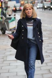 Kate Garraway in Denim Trousers and Patterned Roll Neck - London 01/04/2022