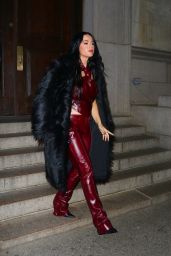 Katy Perry in a Red Leather Ensemble - Shopping at Dover Street Market in NY 01/27/2022