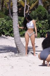 Kim Kardashian in a Silver Bikini - SKIMS Swimwear Line Photoshoot in the Caribbean 01/19/2022