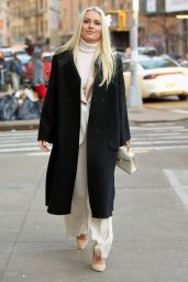 Lindsey Vonn in a Gucci Coat and White Pants Suit - New York 01/13/2022
