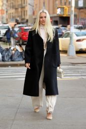 Lindsey Vonn in a Gucci Coat and White Pants Suit - New York 01/13/2022