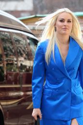 Lindsey Vonn in a Satin Blue Gucci Outfit - New York 01/13/2022