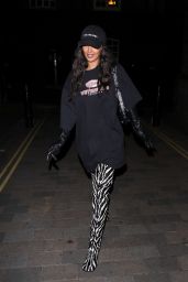 Maya Jama Wears Zebra Print Thigh High Boots - London 01/16/2022
