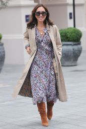 Myleene Klass in a Floral Dress and Sued Knee Skimming Boots - London 01/21/2022
