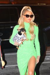 Paris Hilton in a Green Sequin Dress - New York 01/24/2022