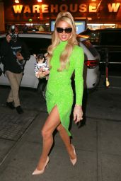 Paris Hilton in a Green Sequin Dress - New York 01/24/2022