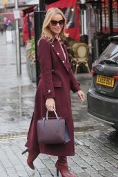 Amanda Holden in a Burgundy Coat and Matching Boots - London 02/04/2022