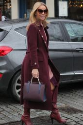 Amanda Holden in a Burgundy Coat and Matching Boots - London 02/04/2022