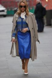 Amanda Holden Wearing a Patterned Top and Leather Skirt - London 02/22/2022