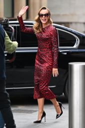 Amanda Holden Wears Red Leopard Print Dress - Britains Got Talent Filming in London 02/10/2022