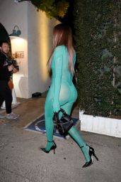 Anastasia Karanikolaou Wears a Skin-Tight Green Bodysuit - Los Angeles 02/08/2022