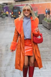 Ashley Roberts in an Orange High Split Mini Skirt - London 02/21/2022
