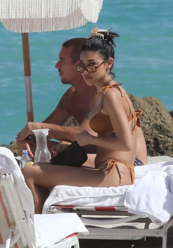 Chantel Jeffries in a Yellow Bikini on a Beach in Miami 02/06/2022