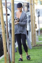 Chrissy Teigen Wears a Low-cut Shirt - Los Angeles 02/08/2022