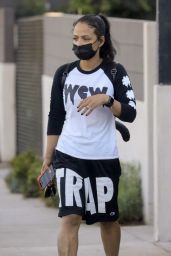 Christina Milian in a Black and White Sporty Outfit - Shopping in Studio City 02/07/2022