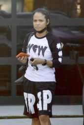 Christina Milian in a Black and White Sporty Outfit - Shopping in Studio City 02/07/2022