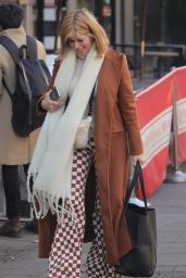 Kate Garraway in Brown Check Trousers, Wooly Scarf and Stylish Coat - London 01/31/2022