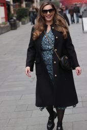 Kelly Brook in a Floral Dress and Tailored Black Coat - London 02/14/2022