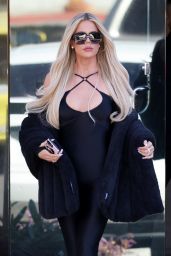 Khloe Kardashian in a Black Catsuit - Burbank 02/10/2022
