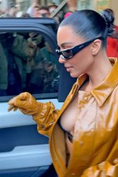 Kim Kardashian in a PVC Leather Outfit - Milan Fashion Week 02/23/2022