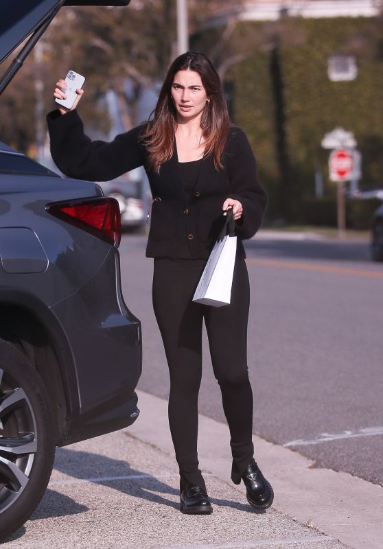 Lily Aldridge in an All-black Ensemble - Shopping in Beverly Hills 02/01/2022