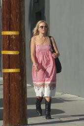 Malin Akerman in a Red Striped Dress and Cowboy Boots - Los Angeles 02/14/2022