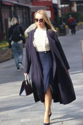 Amanda Holden in a Blue Skirt and White Blouse - London 03/21/2022