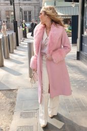 Amanda Holden in a Pink Fur Lined Coat at Heart Radio in London 03/25/2022