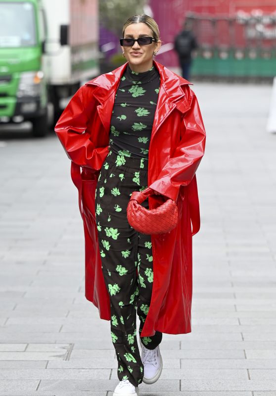 Ashley Roberts in Bright Red Balenciaga Coat - London 03/11/2022