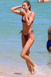 Candice Swanepoel in a Purple Bikini - Miami 03/19/2022