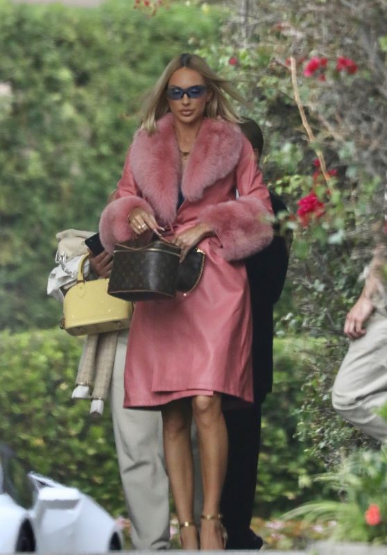 Christine Quinn in a Pink Fur Coat - Beverly Hills Hotel 03/15/2022