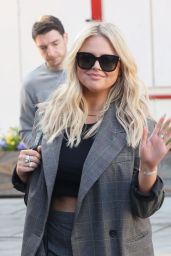 Emily Atack in a Grey Trouser Suit at Heart Radio in London 03/24/2022